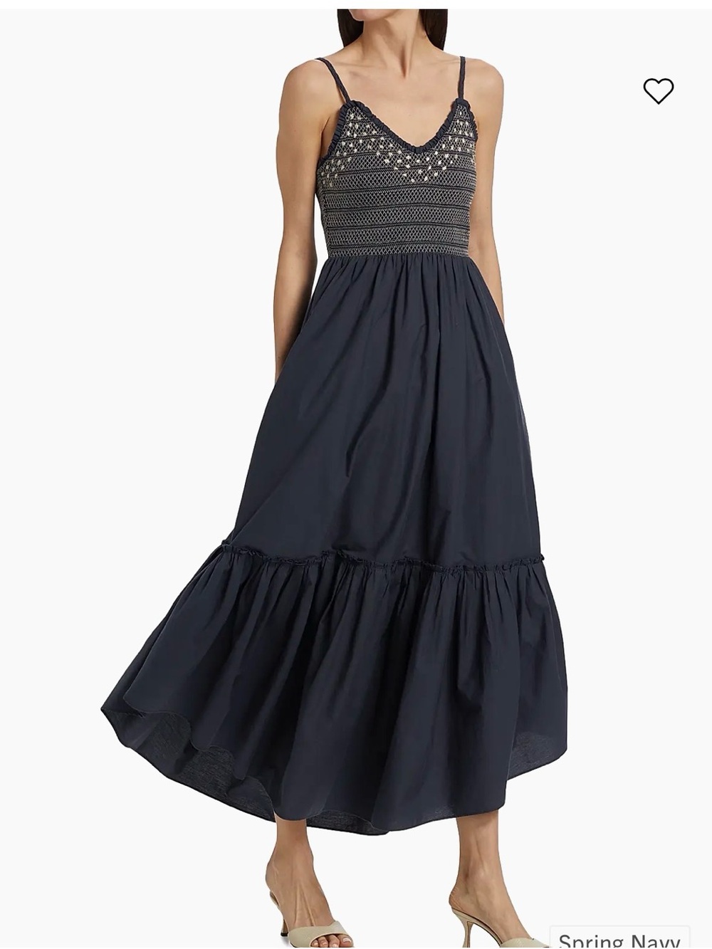 Ramy Brook Navy Smocked Spaghetti-Strap Maxi Dress NWT